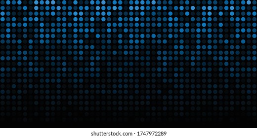 Resumen de la tecnología azul fondo luminoso horizontal. Patrón de textura del círculo del brillo digital del degradado. Ilustración vectorial. 