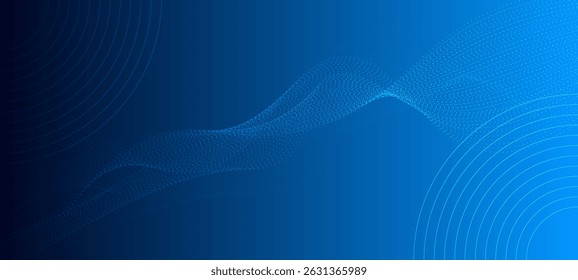 Abstract blue technology particles wave background. Futuristic modern backdrop design for business, presentation, ads, banner, website, landing page, and wallpaper