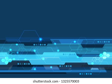 Abstract blue technology polygon circuit line connect design modern futuristic background vector illustration.