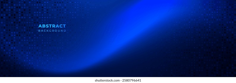 Abstract blue technology wave background with halftone dots. Vector design