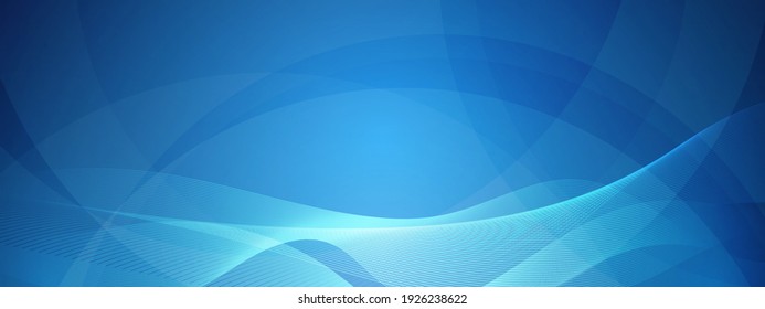 Abstract blue technology wave design, digital network background, vector communication concept, overlapping circle, blank space