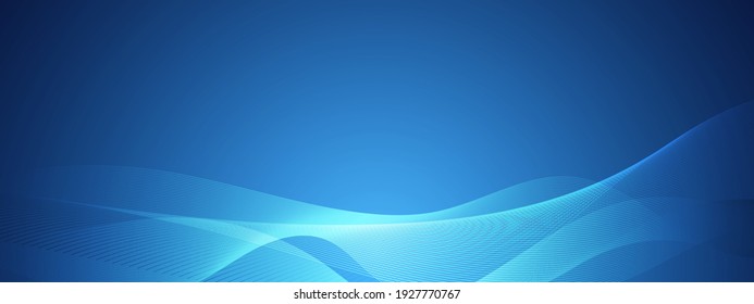 Abstract blue technology wave design, digital network background, vector communication concept, blank space