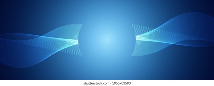 Abstract blue technology wave design, digital network background, vector communication concept, blank space