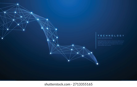 Abstract Blue Technology Wave Network Background, for technology, artificial intelligence, data networks, communication systems, and futuristic innovation.