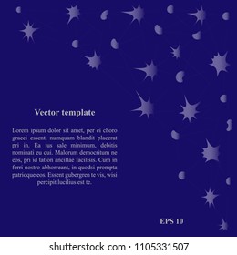 Abstract blue template, background with net of stars and circle for poster, flyer, postcard, article. Vector illustration.