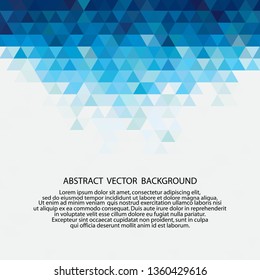 Abstract blue template background. Triangles mosaic 