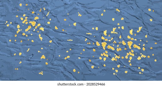 Abstract blue texture of crumpled paper with golden splashes, for background and wallpaper. Vector illustration.