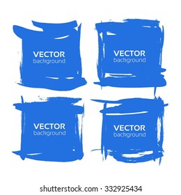 Abstract blue textured brush strokes isolated on white background