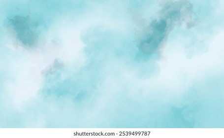 Abstract Blue Textured Watercolor Background. Light sky blue brush painted watercolor background. Hand painted abstract watercolor background	