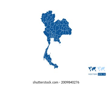 Abstrakter blauer Thailand-Karte, Vektorgrafik auf weißem Hintergrund.