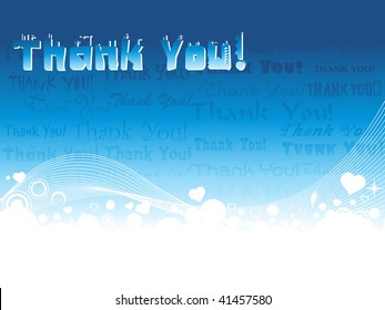 abstract blue thankyou background with wave and macro