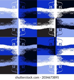 abstract blue tile design vector