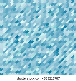 Abstract blue tile vector geometric background. Modern scaly graphic design. Squamous pattern, rounded corners of elements, diagonal lines.
