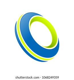 Abstract Blue Tire Lime Accents Symbol Logo Design