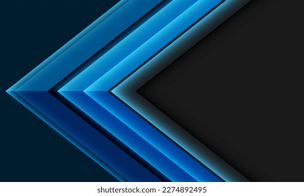 Reducir el solapamiento geométrico de dirección de flecha de tono azul en el diseño de espacio en blanco moderno ilustración vectorial de fondo futurista.