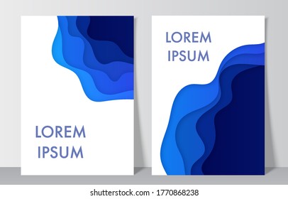 Resumen de tonos azules y decoración de corte de papel para el diseño. Diseño de vectores para presentaciones, volantes, afiches.