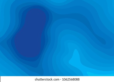 Abstract blue topographic contours lines of mountains. Topography map art curve line drawing background with copy space. Paper layer vector illustration.