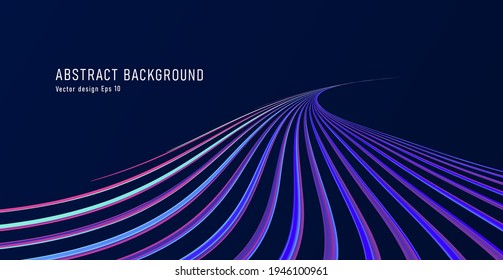 Abstract blue track or path formed by cool lines, highway graphic illustration in perspective svg