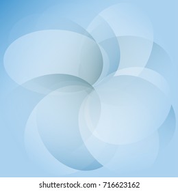 Abstract blue transparent circles overlap on white background with soft light, Vector illustration