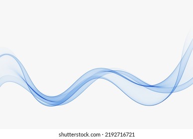 Abstract blue transparent flow lines. Vector blue wave background.
