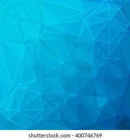 Abstract blue transparent futuristic and perspective background with triangular geometric shapes.