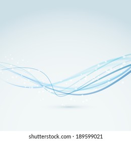 Abstract blue transparent swoosh wave bokeh lines background. Vector illustration
