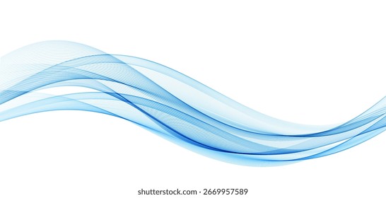 Onda Transparente Azul Abstrata . Vetor Abstrato Fundo de onda de fumaça.