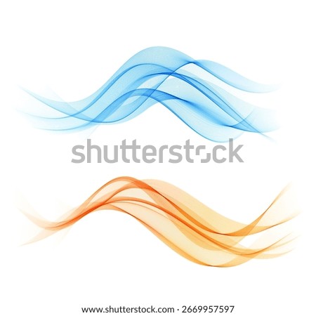 Abstract Blue Transparent Wave . Vector Abstract Smoke wave background.