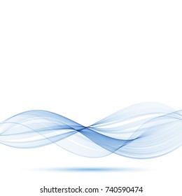 Abstract blue transparent waves on white background