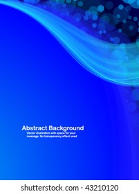 Abstract  blue  transparent waves and random circles. Vector illustration.
