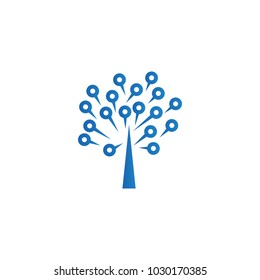 Abstract blue tree electronic circuit technology template vector