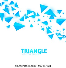Abstract Blue Triangle Background. 3D Triangles. Polygonal Wave Backdrop. Vector illustration
