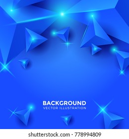 Abstract blue Triangle Background. 3D Triangles. Modern Wallpaper. Vector illustration