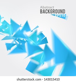 Abstract blue triangle background with motion effect and lens blur