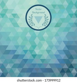 Abstract blue triangle background. A triangular pattern. Place your own text on top. The label of wheat ears. 