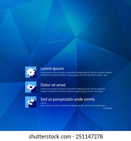 Abstract blue triangle background. Vector illustration
