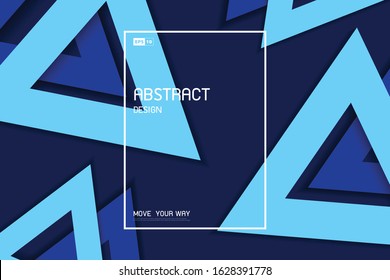 Abstract blue triangle geometric of minimal design artwork decorative pattern background. Use for ad, poster, template design, print, headline. illustration vector eps10