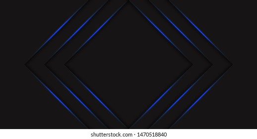 Abstract blue triangle halftone background with gradient blue neon glowing arrows. Hi tech concept with shiny lines. Template for banner or poster