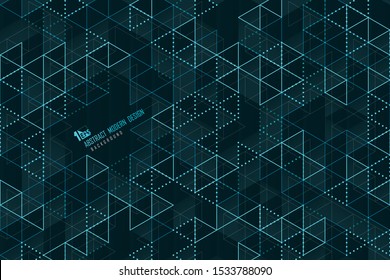 Abstract blue triangle lines of technology template design background. Decorate for poster, ad, artwork, cover design, presentation. illustration vector eps10