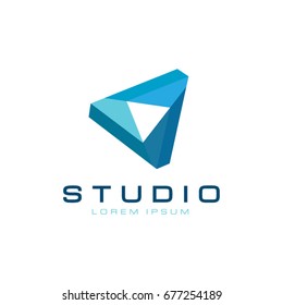 Abstract Blue Triangle Logo Design