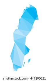 abstract blue triangle map of Sweden