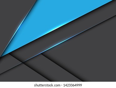 Abstract blue triangle on grey metallic overlap design modern futuristic background vector illustration.