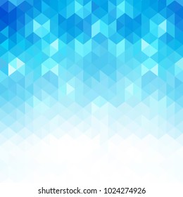 Abstract blue triangle shapes, vector background with white copyspace area.