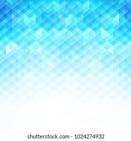 Abstract blue triangle shapes, vector background with white copyspace area.