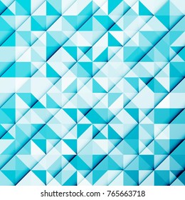 Abstract blue triangle and square in light blue color pattern, Vector illustration, copy space