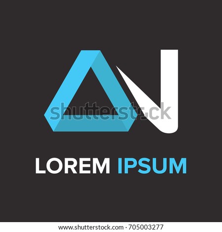 Abstract blue triangle vector illustration logo, sign, emblem for your company, identity, card with letter N.  Foto stock © 