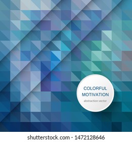 Abstract blue triangles geometric background with shadow. Idea for your design.
