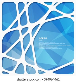 Abstract blue triangular background of shapes with rounded corners. Vector template for design