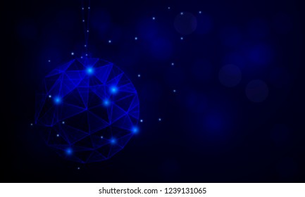 abstract blue triangular christmas ball on blue background