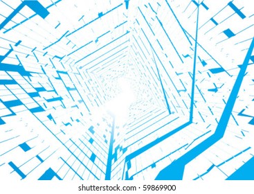 abstract blue tunnel